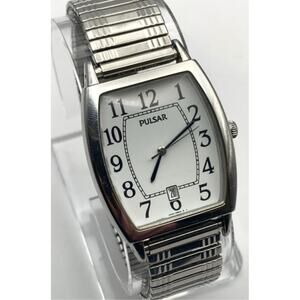 Pulsar Men's Women's Tank Watch 31mm - New Battery - Expandable Band Date WR